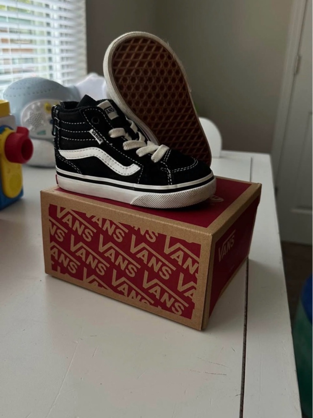 Vans Kids Black and White High-Top Skate Sneakers